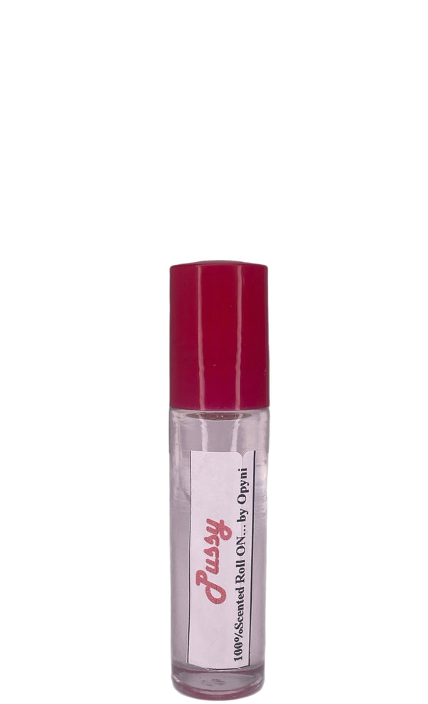 Roll-on bottle labeled 'Pussy'