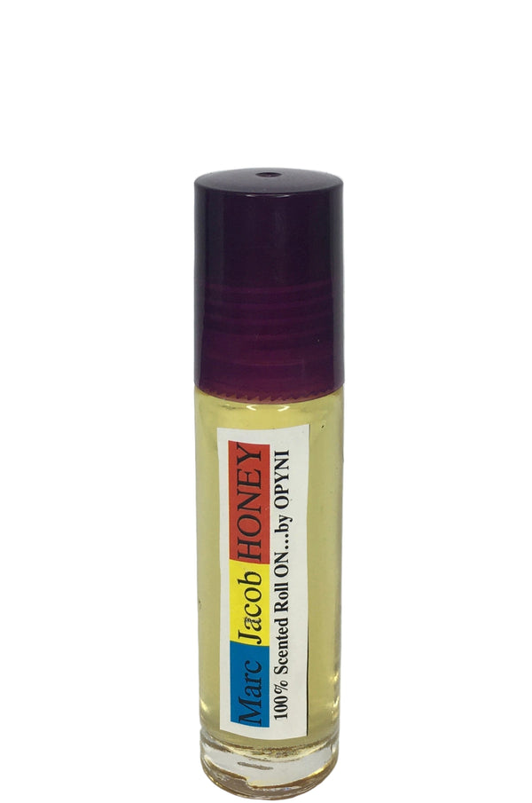Roll-on bottle of Marc Jacob Honey by Opyneye on a white background